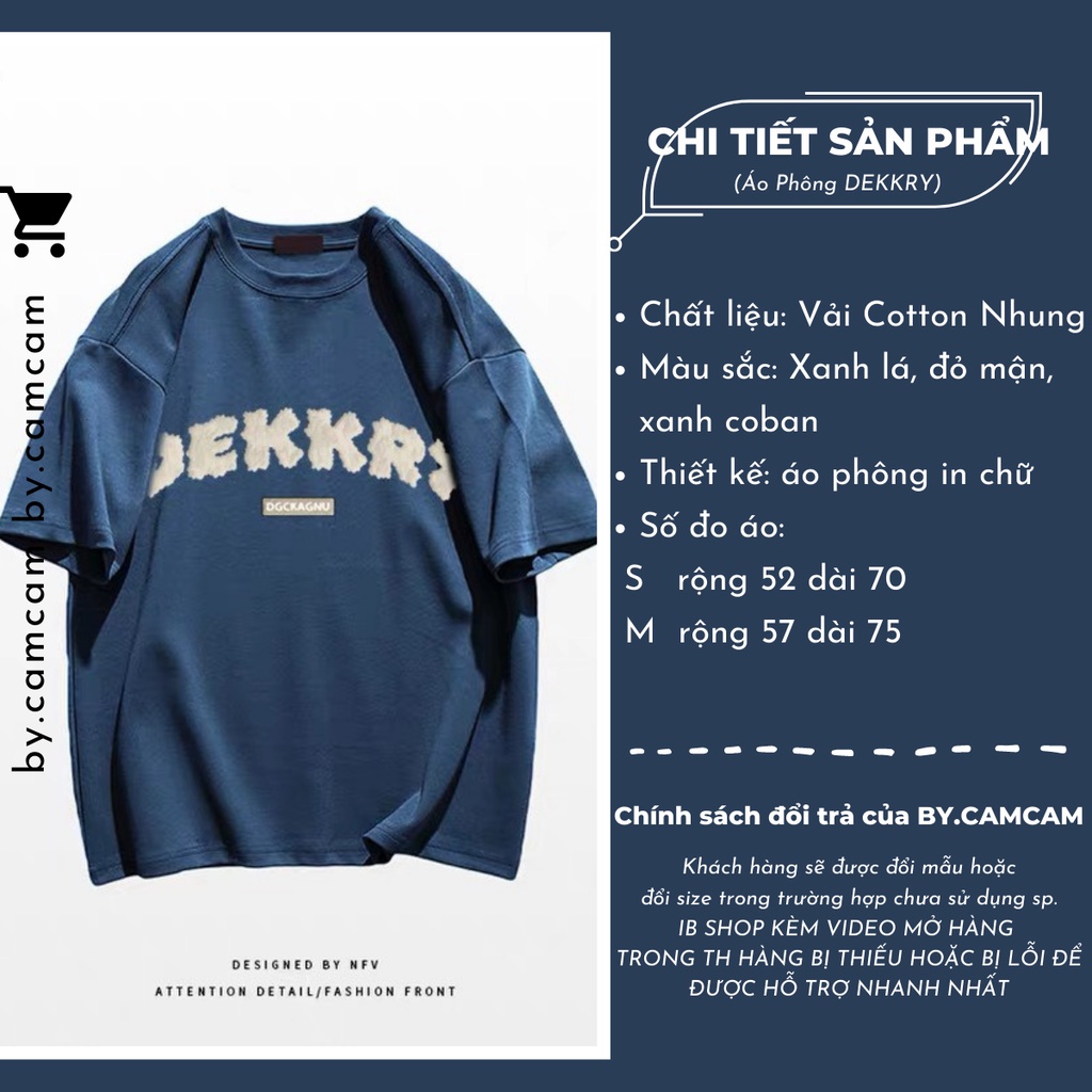 Áo Thun Tay Lỡ DEKKRS Cotton Nhung, Áo Phông Dáng Rộng Mẫu Mới 2022 CAMSTORE M10