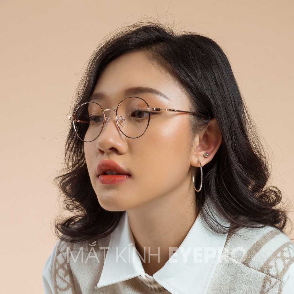 Gọng kính cận nữ nam lắp cận sẵn mắt kính tròn dùng lắp mắt kính cận hoặc 0 độ - Eyepro - GZ2999