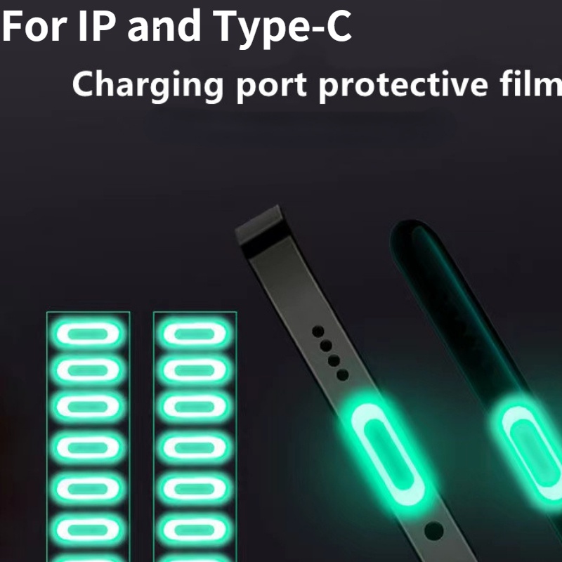 Bộ 5 Miếng Lưới Dán Cổng Sạc AP Type-c Chống Bụi Đa Năng Màu Dạ Quang