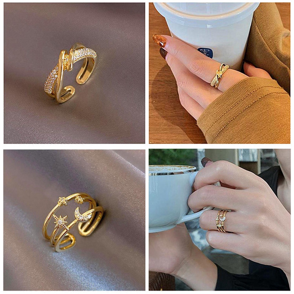 Nhẫn Dạng Mở Hai Lớp Phong Cách Gothic Thời Trang Dự Tiệc Cưới