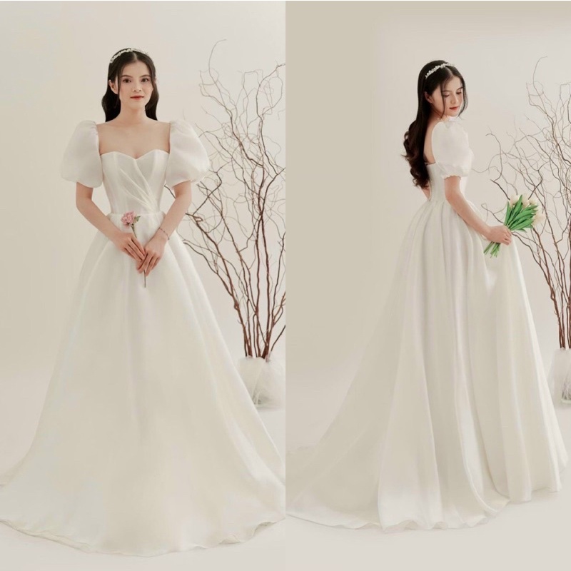 ĐẦM XOÈ MẶC CƯỚI TÂY PHỒNG XẾP LY full size S/M/L/XL ( ẢNH VÀ VIDEO DO CHỦ SHOP TỰ CHỤP 10000%)