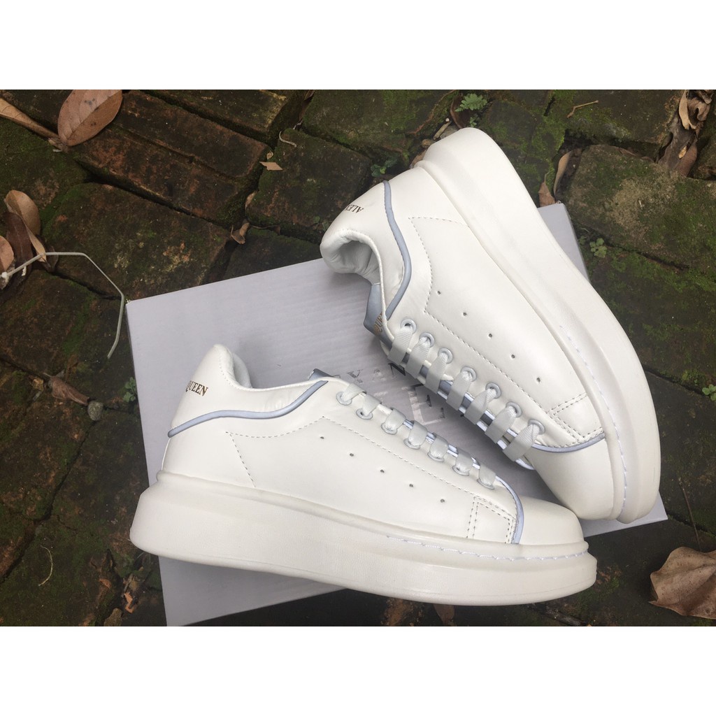 [Freeship+Box+Bill] Giày thể thao,Sneakers nam nữ MC.Q trắng gót đen,phản quang tăng chiều cao 4cm,êm chân