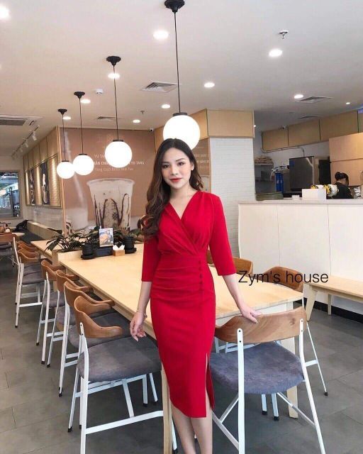 Đầm body tay lở xẻ tà sexy