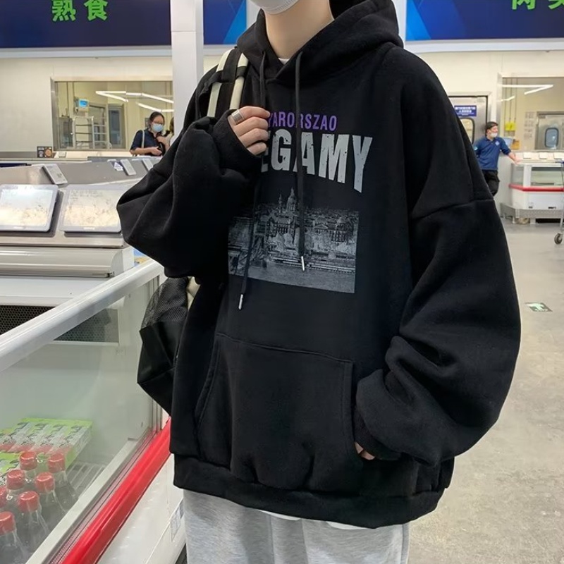 Áo Hoodie Dáng Rộng Có In Chữ Thời Trang Phong Cách Hàn Quốc Cho Nam