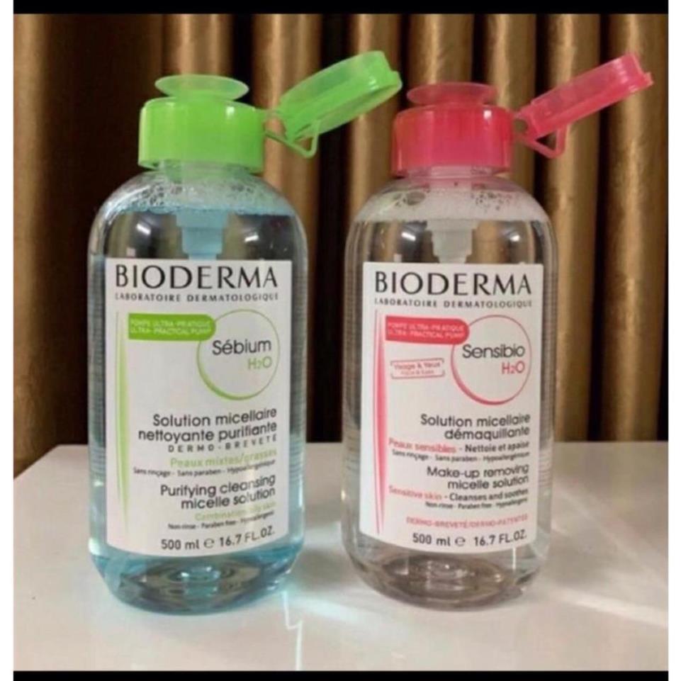 [FreeShip] Nước Tẩy Trang BIODERMA H2O Xanh, Hồng 500ML nút bấm và nút bật | BigBuy360 - bigbuy360.vn