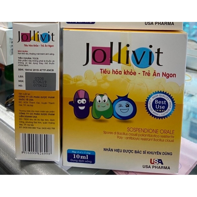 Jollivit giúp bé ăn ngon men tiêu hóa giúp hấp thu và tiêu hóa tốt hơn, bổ sung vi khuẩn có lợi tốt cho đường ruột hộp