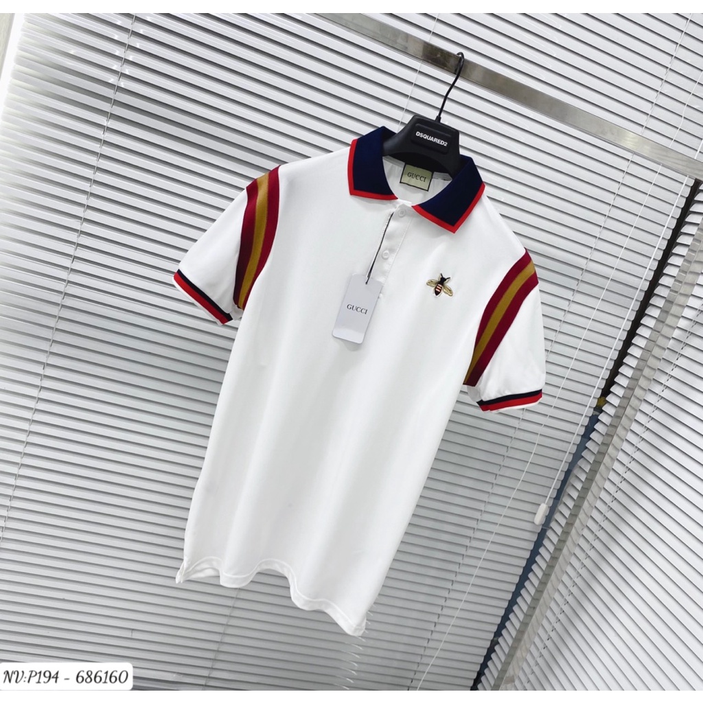 Áo Polo Nam Gc Phối Họa Tiết Viền Vai Và Hình Thêu Ong Ở Ngực - Áo Cổ Bẻ Nam Gc Chất Vải Gai Cao Cấp DT FASHION MENWEAR