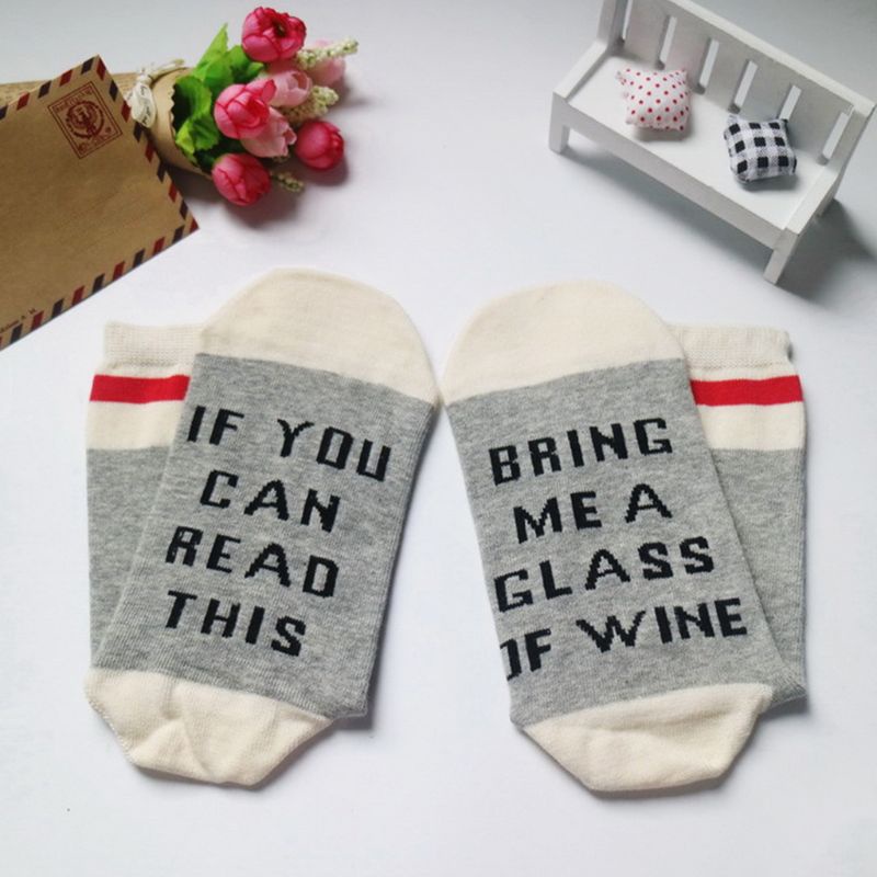 Vớ Cao Su Cổ Cao Chống Trượt In Chữ Vui Nhộn Thời Trang Unisex