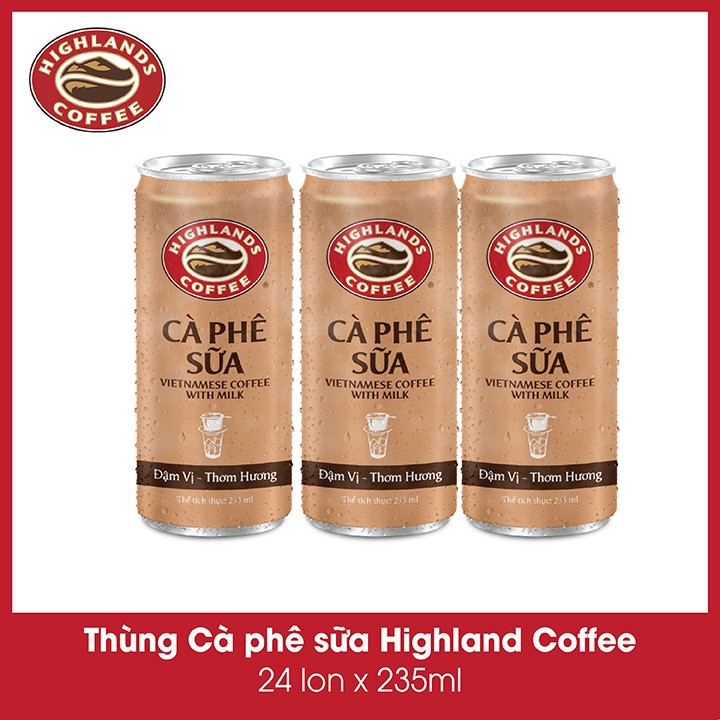 [SenXanh CAFE] Thùng 24 lon cà phê sữa Highland Coffee 235ml