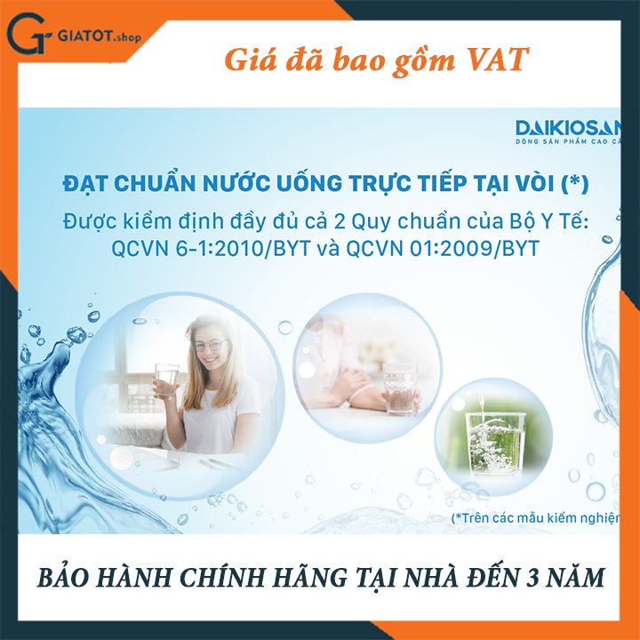 Máy lọc nước RO không vỏ tủ chính hãng Daikiosan DSW-34009D