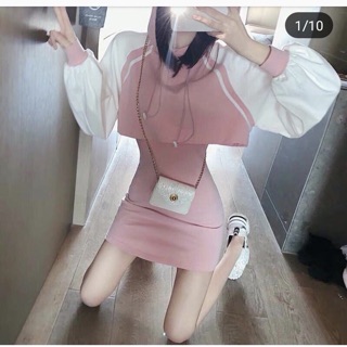 Set áo len + váy thun body