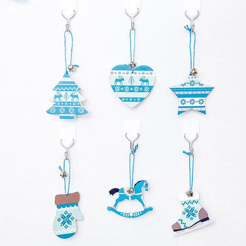 Set 3 Phụ Kiện Treo Trang Trí Giáng Sinh Bằng Gỗ Hình Ngựa Bập Bênh DIY