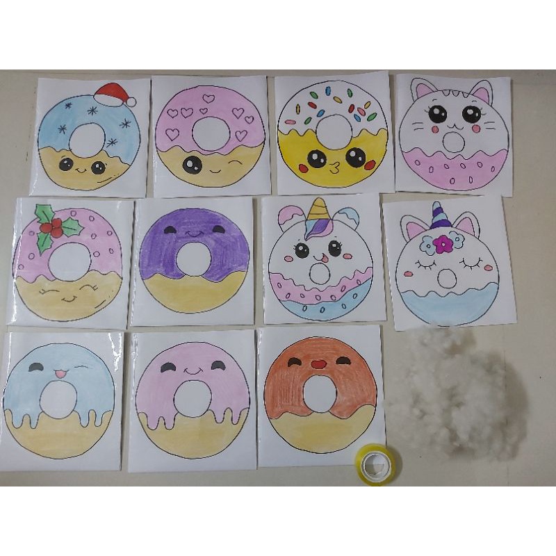Bộ kit làm squishy giấy bánh donut chậm tăng