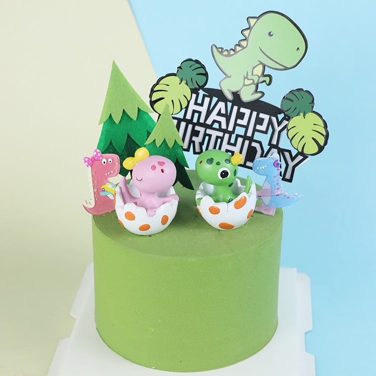 sét giấy trang trí bánh sinh nhật [FREESHIP] set cắm em bé khủng long xịn xò