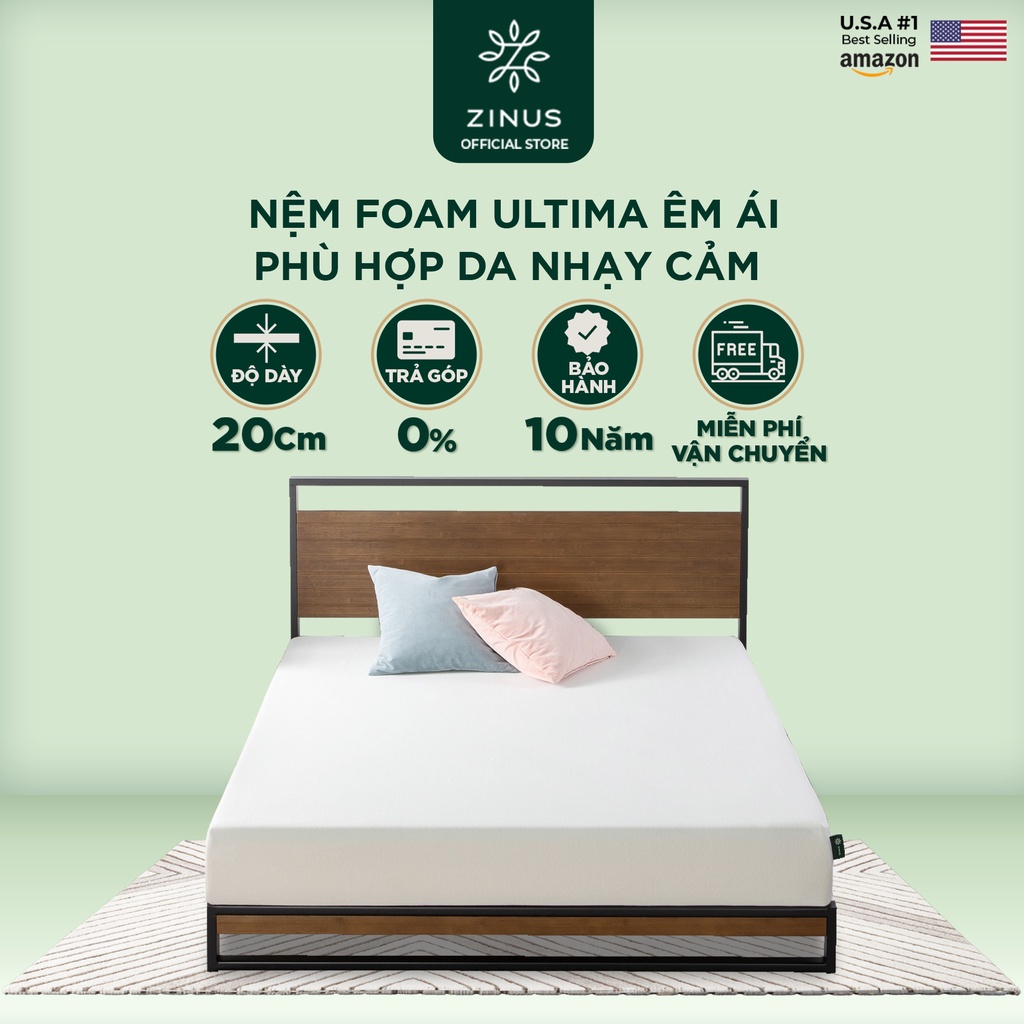 Nệm Foam Zinus Ultima Êm Ái Mềm Mại Nâng Đỡ Cơ Thể Phù Hợp Với Da Nhạy Cảm