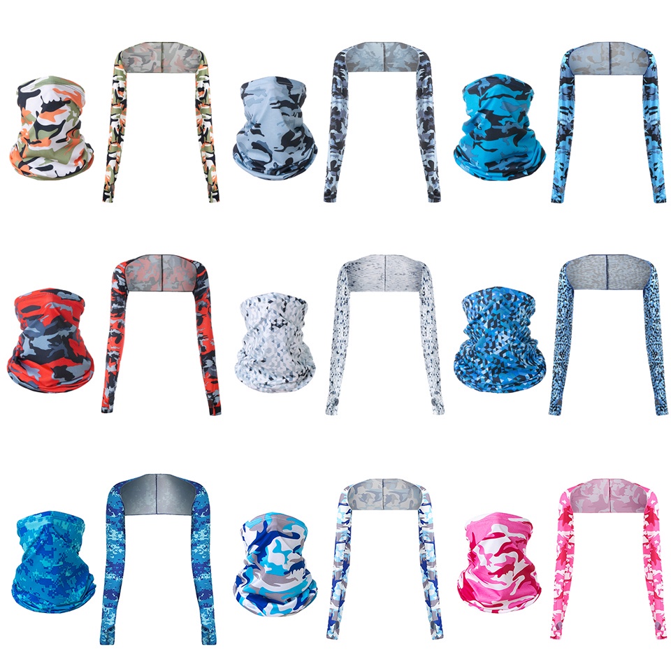 Bộ khăn choàng cổ + vỏ bọc cổ bằng lụa lạnh chống nắng mùa hè đa dụng