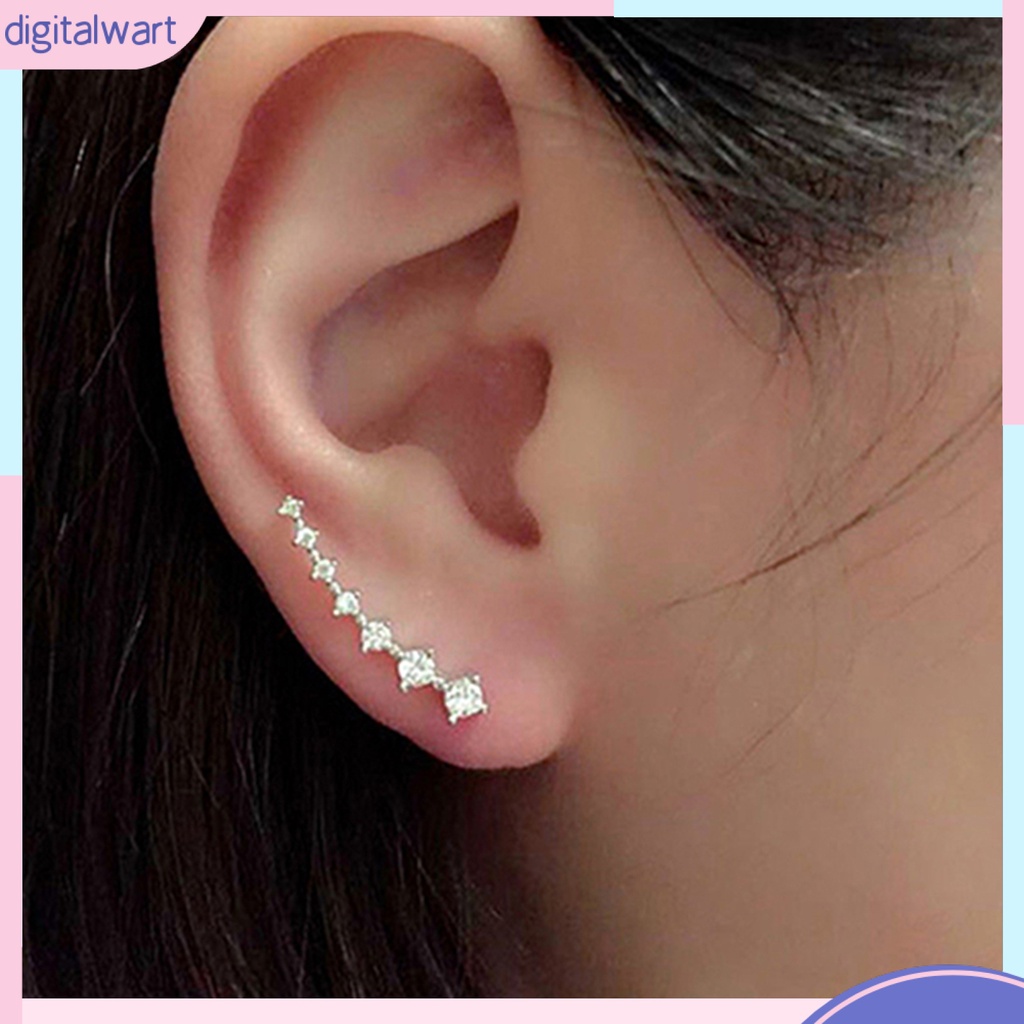 Cặp khuyên kẹp vành tai đính đá quý nhân tạo lấp lánh sang trọng cá tính dành cho nữ