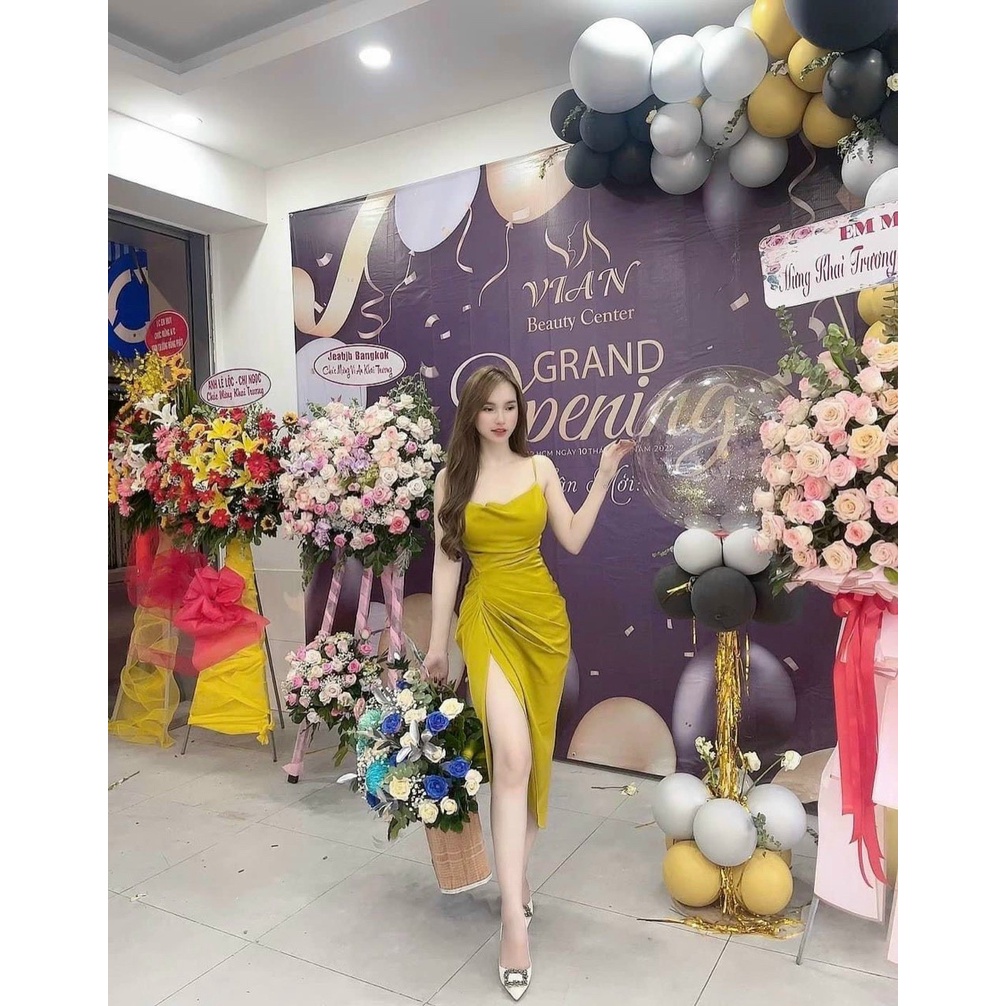 Đầm váy nữ body 2 dây xẻ tả với các màu tôn da, xinh đẹp và quyến rũ dành cho các nàng đi chơi, dự tiệc