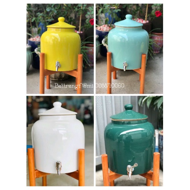 Bình nước sứ Bát Tràng,dung tích 5 lít(HÀNG CHUẨN ĐẸP LOẠI 1CÓ BẢO HÀNH)