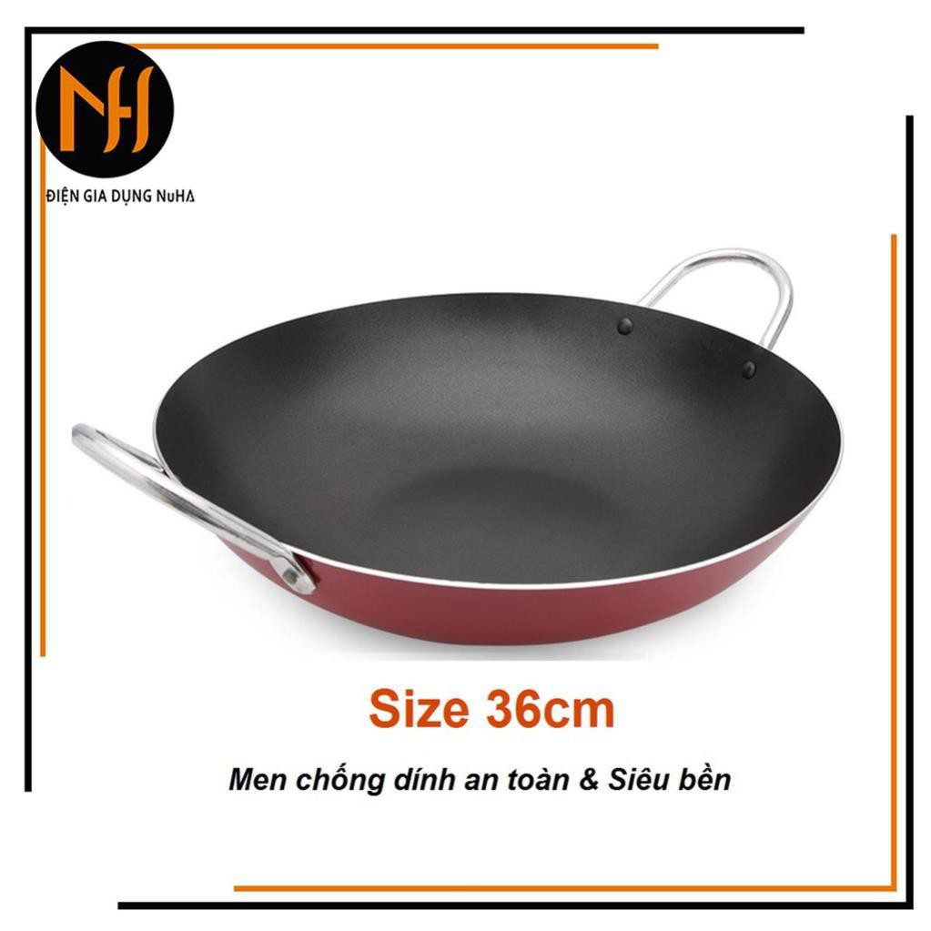 Chảo trơn chống dính sâu lòng 2 quai công nghệ Hàn Quốc nhiều size từ 22cm đến 42cm,chảo bầu chống dính