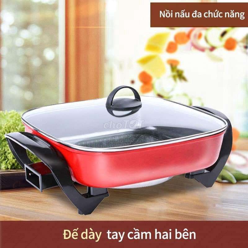 Bếp lẩu điện Nồi đa năng  Chống Dính Dung tích 5 Lít Đa năng nấu, chiên, xào, hầm, An toàn Kiểu dáng Hàn Quốc