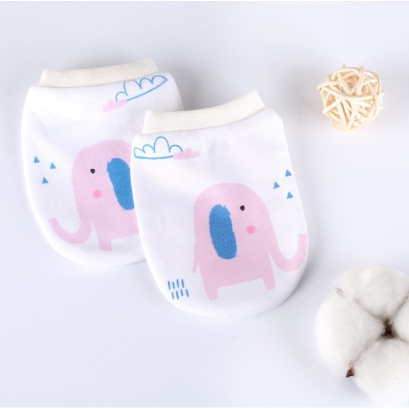 Bao tay cho bé sơ sinh cao cấp dây nơ rút tiện lợi dễ thương, chất liệu cotton dày dặn