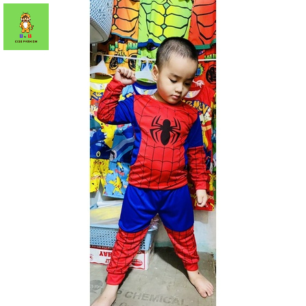 Quần áo siêu nhân nhện không kèm mặt nạ cho bé, quần áo tay dài ngủ cho bé