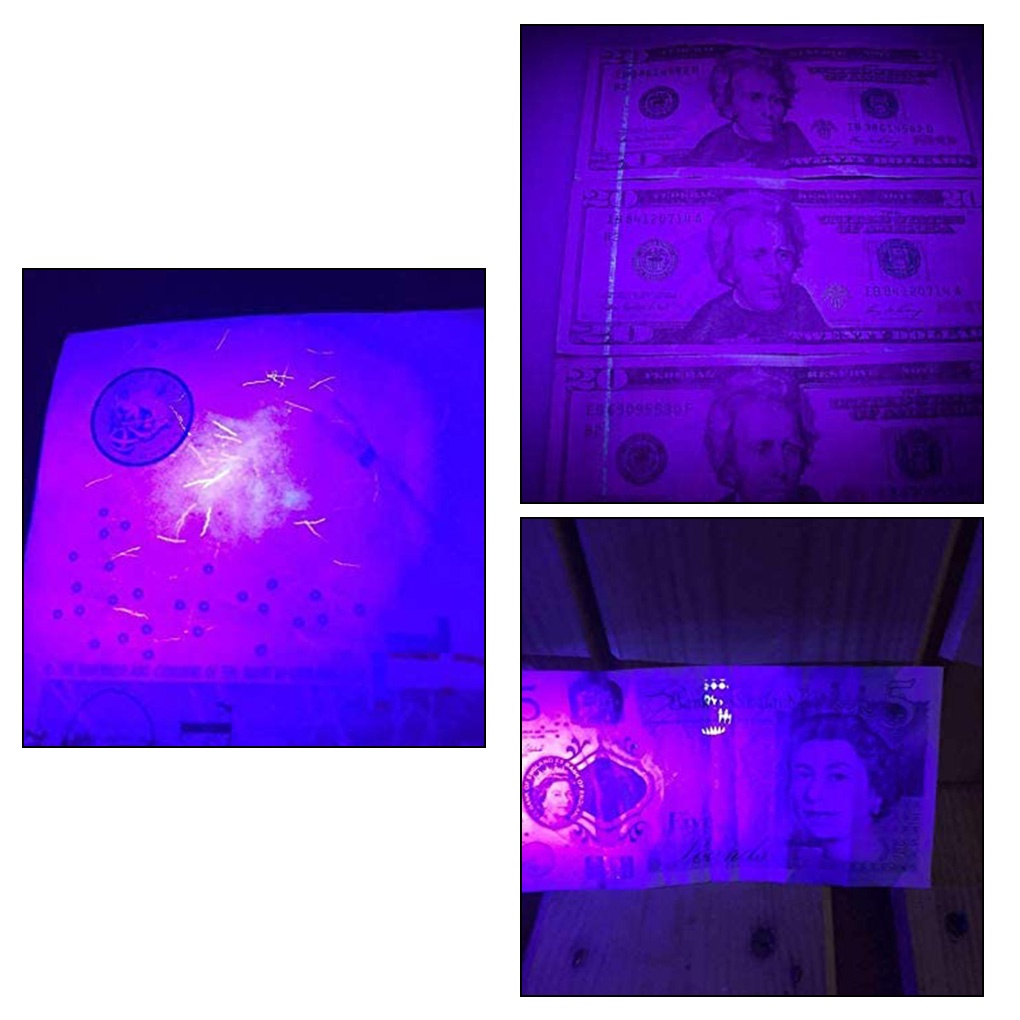 Runbu-3pcs Mini LED Flashlight Purple Light UV Torch Keychain Lamp Pocket Key Ring Torch