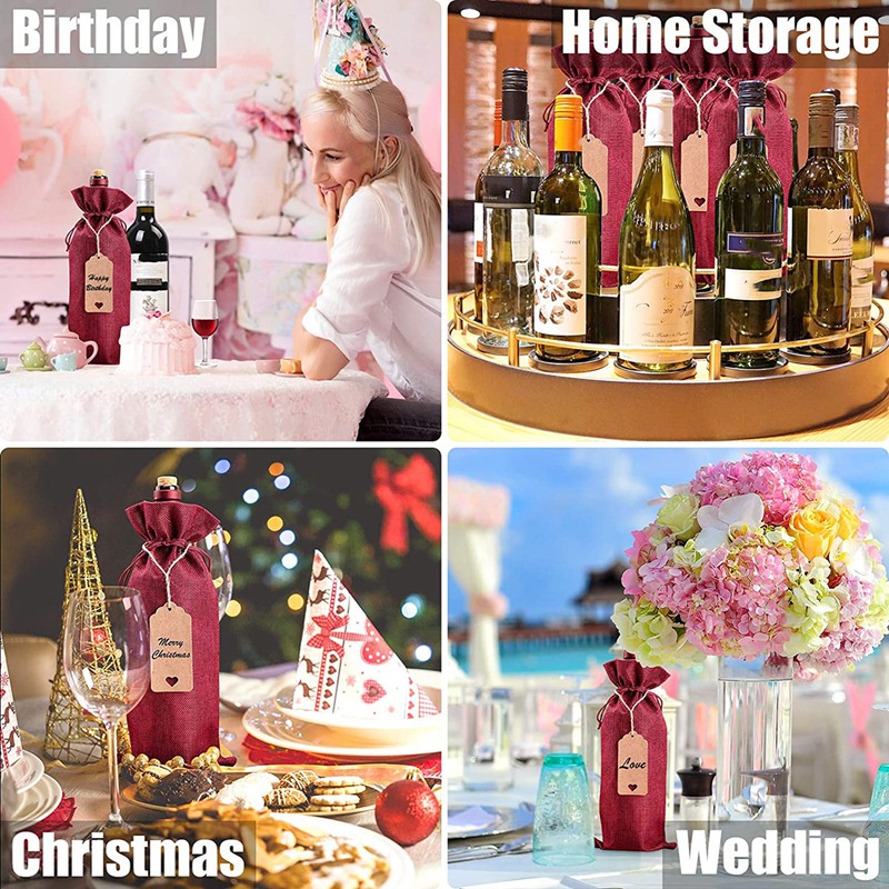 Set 12 Túi Đựng Chai Rượu Dây Rút Có Thể Tái Sử Dụng Tiện Lợi