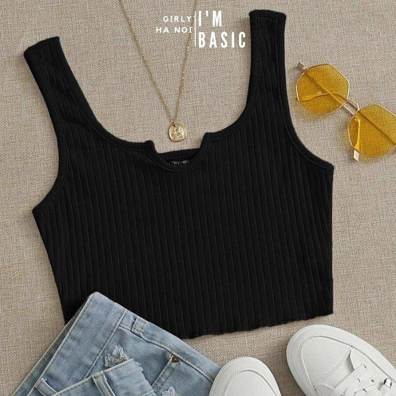 Áo Croptop Kiểu Nữ I'm Basic Girly Áo Hai Dây Bản To Khoét Ngực Ôm Body Phong Cách Sexy (ANHD02)