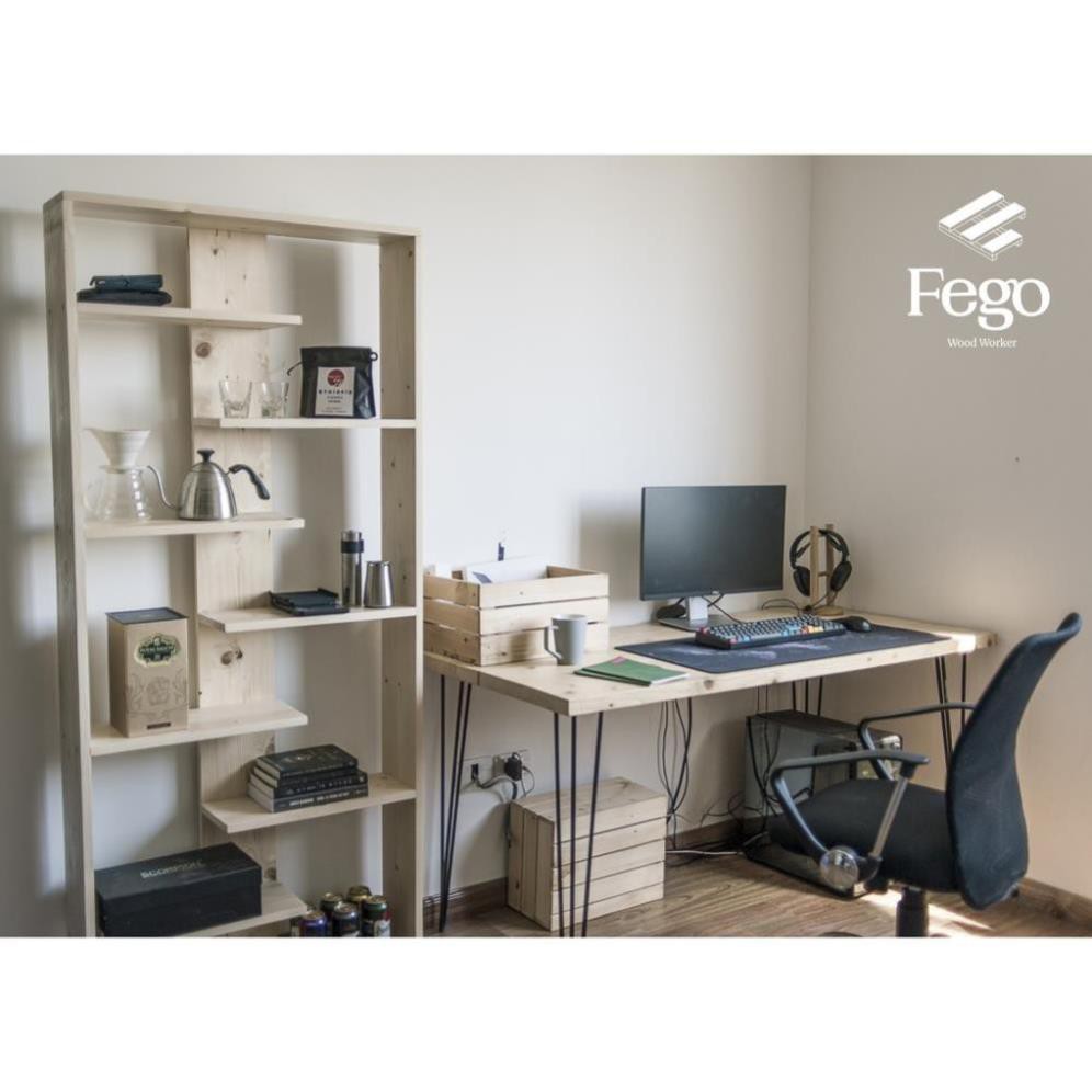 (Giá Xưởng) [FREESHIP HN] Giá sách gỗ 5 tầng / kệ để trang trí phòng khách, trưng bày FEGO0023