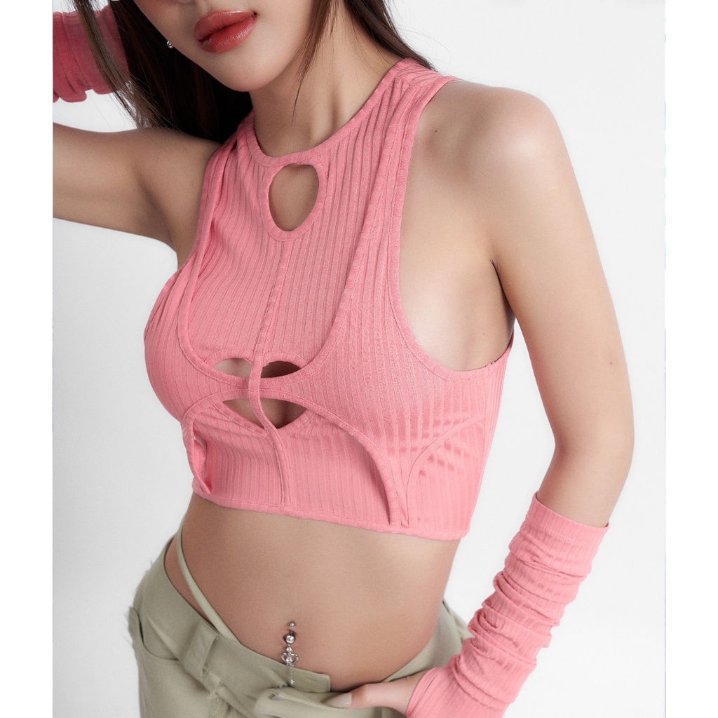 Áo thun nữ croptop Onism Chaos dream top màu hồng/nude/xanh bơ - Croptop minidrop22 ONISM