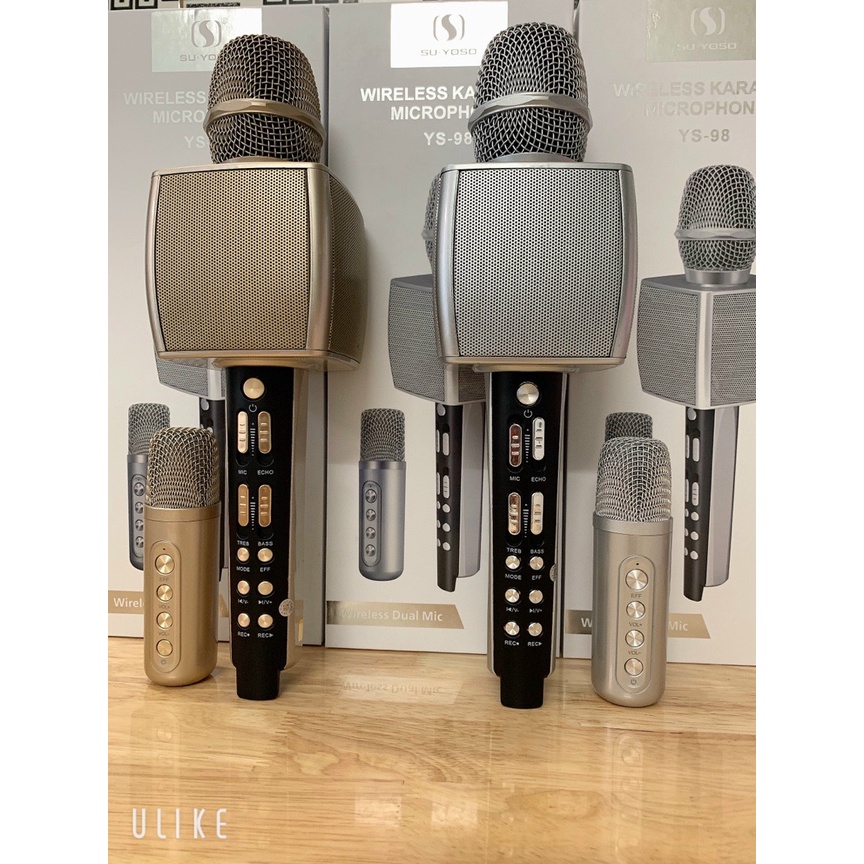 Mic Hát Karaoke YS 98 Phiên Bản Mới Ra Lò có Kèm loa không dây giả giọng nói, bắt sóng xa, chống hú