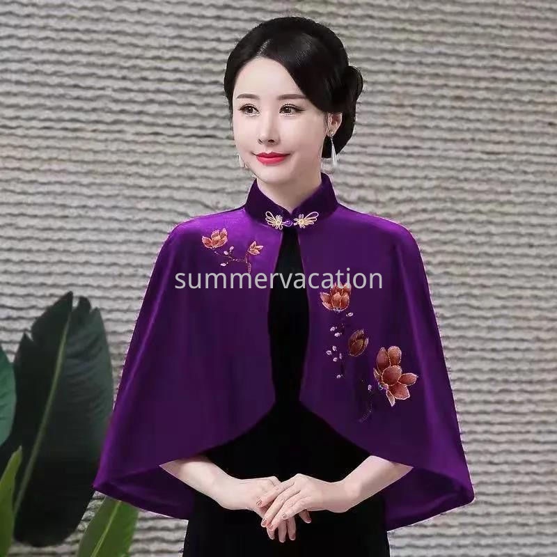 Đầm sườn xám vải nhung thêu họa tiết thủ công thời trang năm mới cho nữ | BigBuy360 - bigbuy360.vn