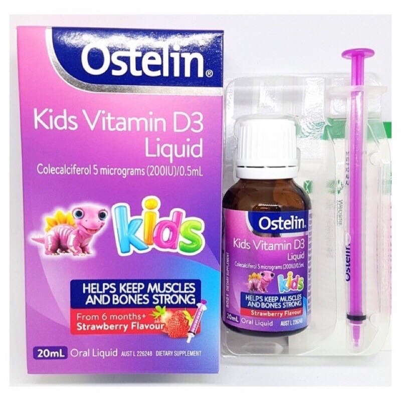 💦💦SIRO VITAMIN D3 OSTELIN DẠNG DROP 2,4ML/LIQUID 20ML ÚC CHO BÉ TỪ 6M💦💦