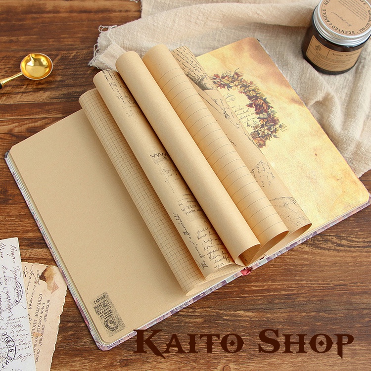 Sổ Tay Retro A5 Phong Cách Châu Âu Cổ Điển - Bullet Journal Chất Liệu Giấy Pha Kraft ( Hàng Có Sẵn)