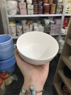Bộ 6 bát cơm trắng trơn - gốm tráng men
