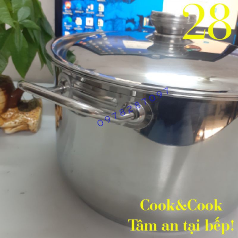 [Chính Hãng] Nồi luộc gà inox 10 lít size 28 cm đáy từ Vietcook