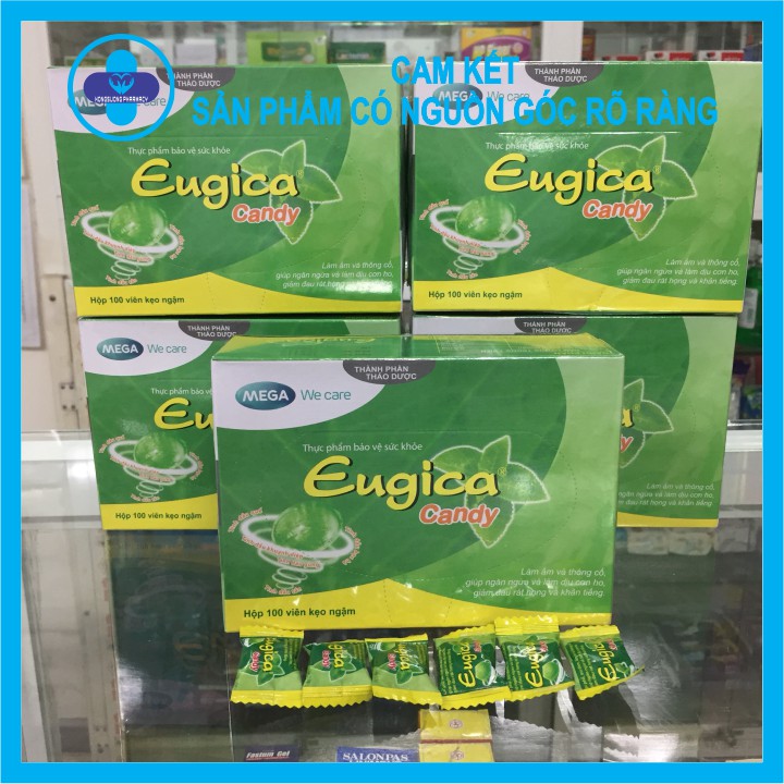 Kẹo ngậm Eugica hộp 100 viên - Làm dịu cơn ho, giảm đau rát họng và khản tiếng. | BigBuy360 - bigbuy360.vn
