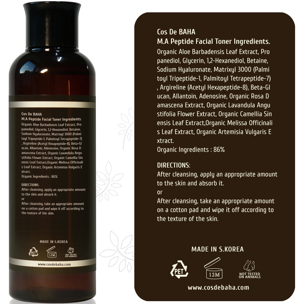 Toner Cos De BAHA peptide 3000 & argireline 200ml