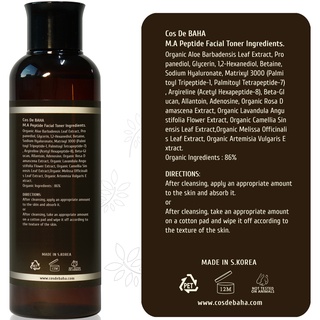 [Hàng mới về] Toner Cos De BAHA peptide 3000 & argireline 200ml