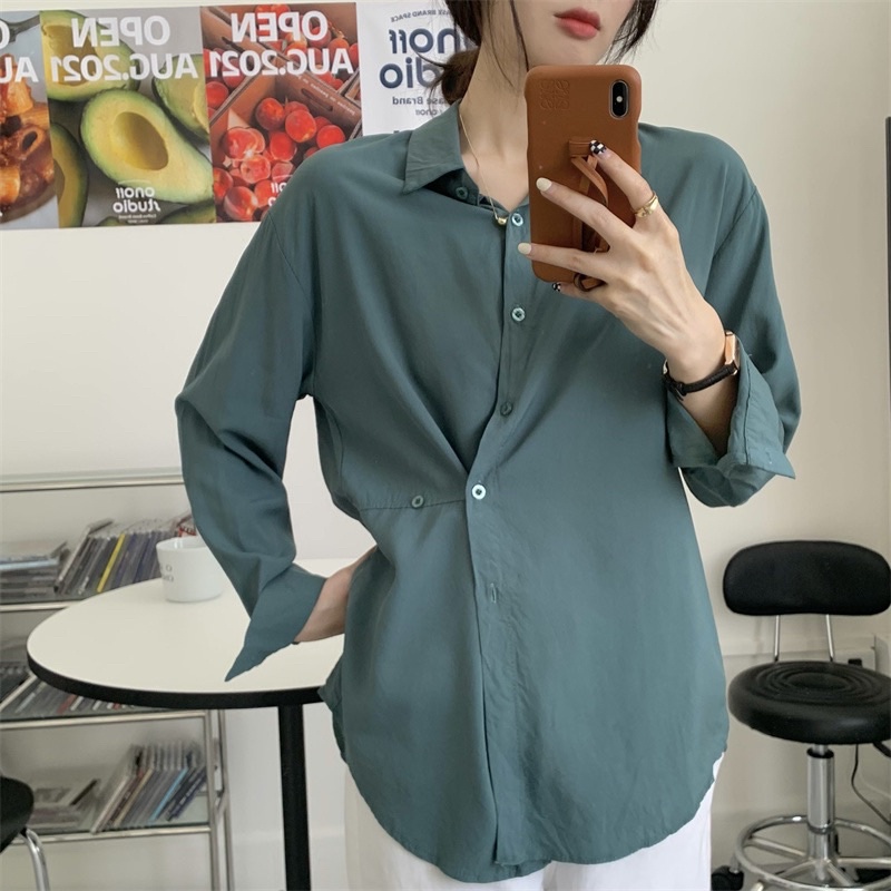 Áo sơ mi lụa lanh cao cấp cúc cài kiểu