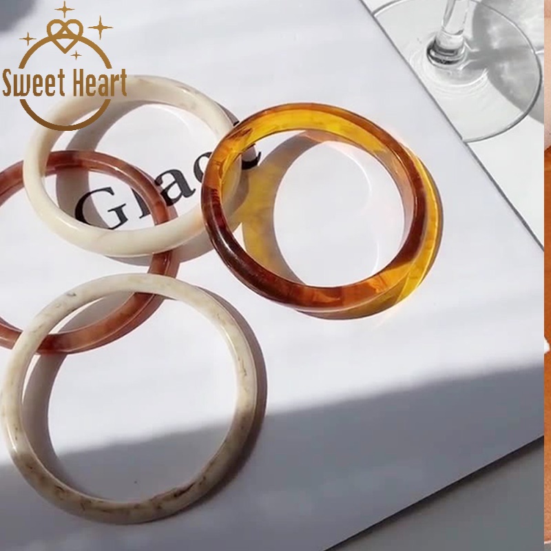 Vòng Tay Acrylic Họa Tiết Hổ Phách Phong Cách Hàn Quốc Cổ Điển