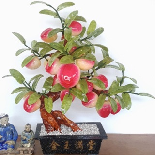 Cây đào đá can xít lá ngọc serpentine tự nhiên 18 quả