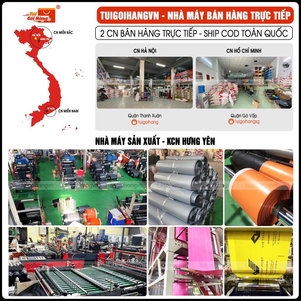 Túi Gói Hàng Niêm Phong 32x45 TUIGOIHANGVN Cuộn 100 Cái Có Keo Dán Chống Bóc