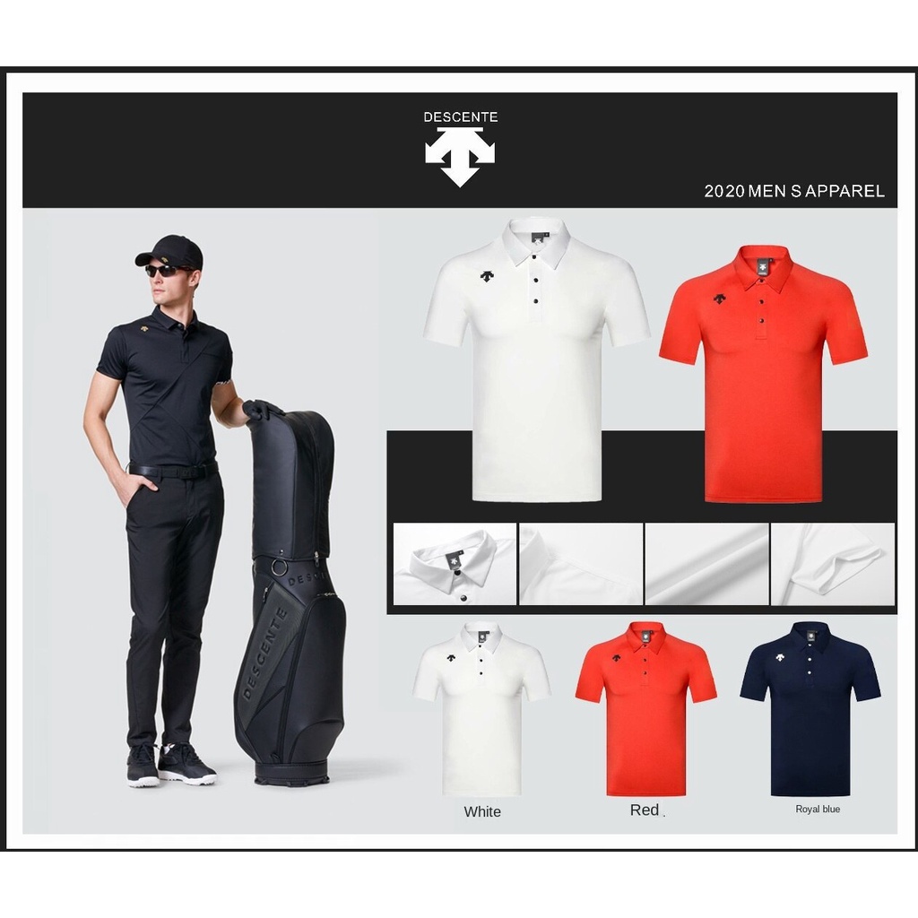 DESCENTE Áo Golf Nam Tay NgắnTÁo Sơ Mi golf Của Nam Giới Ngoài Trời Thể Thao Quần Áo Nhanh Chóng Làm Khô Thời Trang Giản Dị 9gQ3