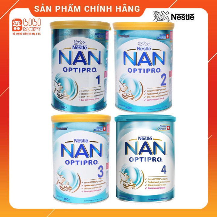 Sữa Nan Nga 400g hộp nhỏ đủ số, giúp bé phát triển trí não,thể lực,tăng cường sức đề kháng và tốt hệ tiêu hóa.