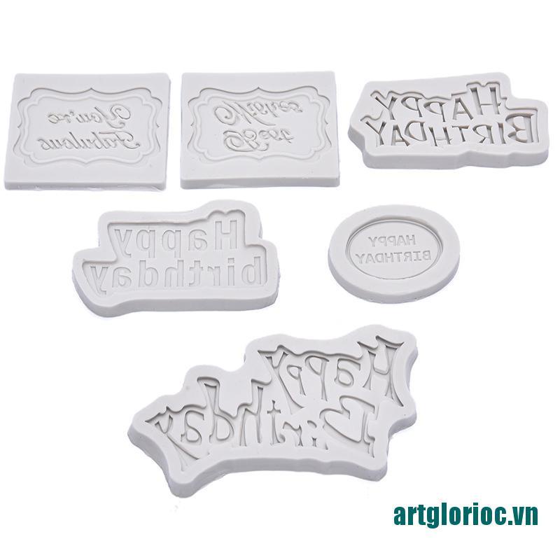 hot&3D Happy Birthday Letter Silicone Fondant Mold Chocolate Cake Decor Baking Mould