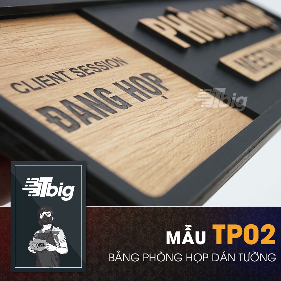 Biển bảng gỗ decor dán cửa Phòng Họp, văn phòng làm việc