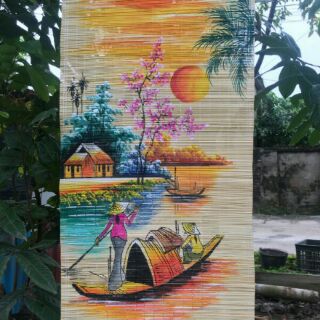 Mành tre (mẹt tre) vẽ tranh làng quê
